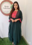 ALINE GEOGRATTE SALWAR SET- Bottle Green With Pink