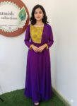 ALINE GEOGRATTE SALWAR SET- Rich Royal Purple With Mustard Yellow